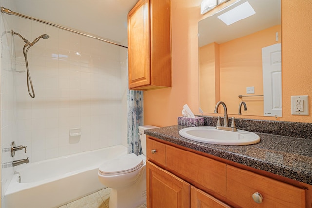 2621 Marilee Ln Unit 3, Houston, TX 77057 - bathroom with vanity, shower / bathtub combination with curtain, and a skylight