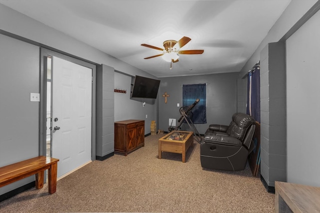 253 Barracuda St, Bayou Vista, TX 77563 - living room featuring light carpet and a ceiling fan