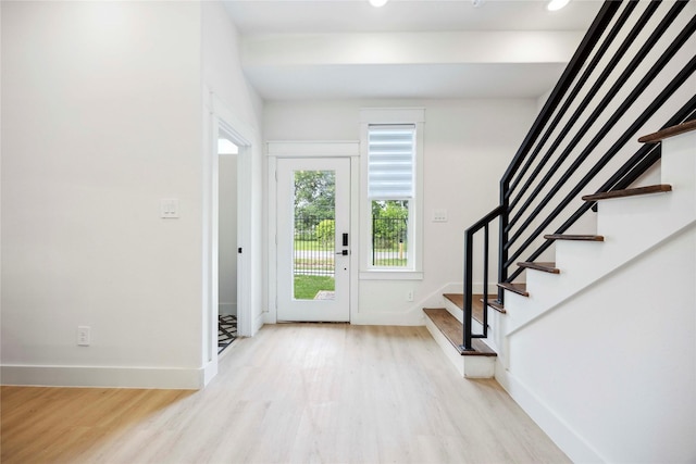 4601 Newberry St A/B, Unit A/B Houston, TX 77051 - entrance foyer featuring light wood-style floors, stairway, and recessed lighting