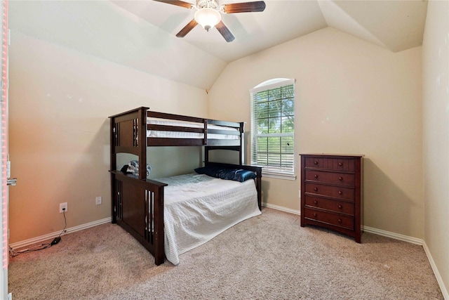 17522 Mineral Bluff Ln, Humble, TX 77346 - carpeted bedroom with vaulted ceiling and a ceiling fan