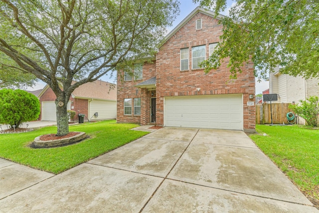 7242 Foxcrest Ln, Humble, TX 77338 - traditional-style house with a garage, brick siding, and concrete driveway