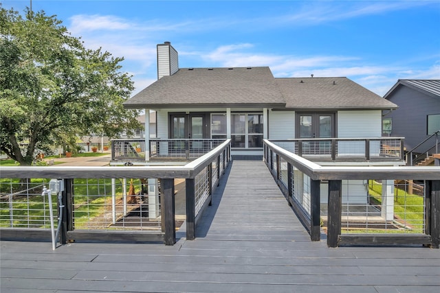 38 N Flamingo St, La Marque, TX 77568 - wooden deck with french doors