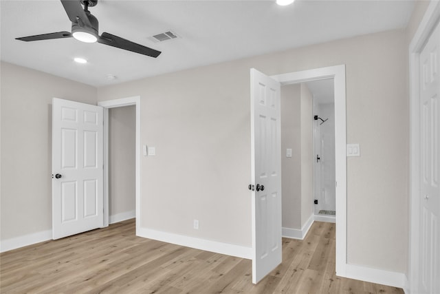 38 N Flamingo St, La Marque, TX 77568 - unfurnished bedroom featuring light wood-style floors, ceiling fan, recessed lighting, and a closet