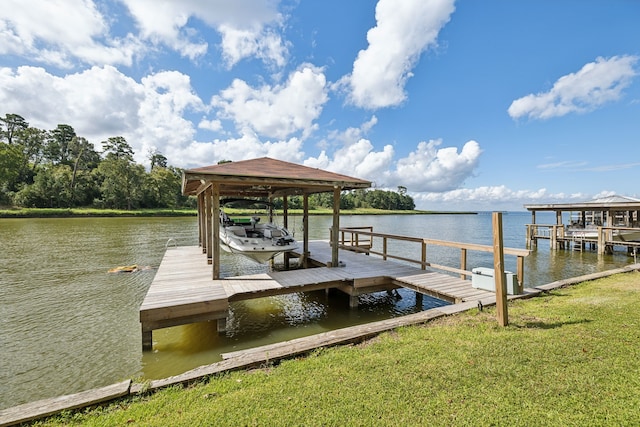 527 Caney Creek Dr, Livingston, TX 77351 - dock featuring a water view and boat lift