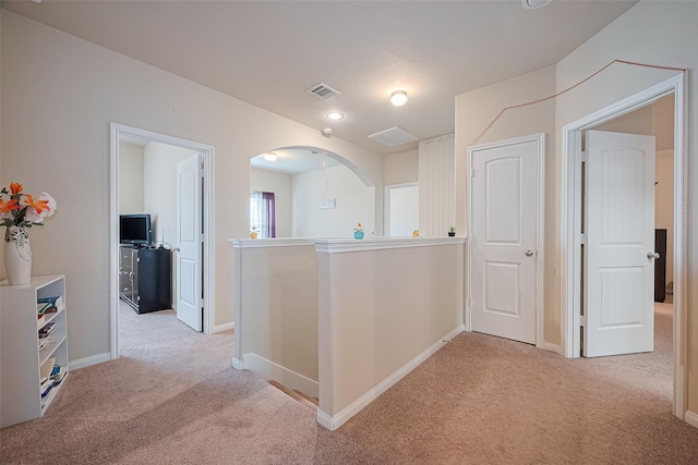 3638 Bright Moon Ct, Katy, TX 77449 - hall featuring light carpet and arched walkways