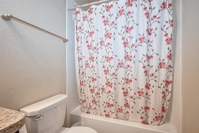 3638 Bright Moon Ct, Katy, TX 77449 - full bathroom featuring a textured wall and shower / tub combo with curtain