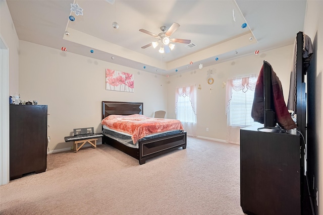 3638 Bright Moon Ct, Katy, TX 77449 - bedroom featuring a raised ceiling, carpet floors, and ceiling fan