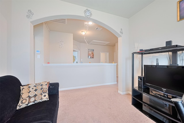 3638 Bright Moon Ct, Katy, TX 77449 - living room with carpet floors and arched walkways