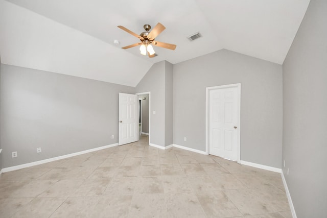 2214 Naomi St, Houston, TX 77054 - bonus room with ceiling fan, lofted ceiling, and light tile patterned floors