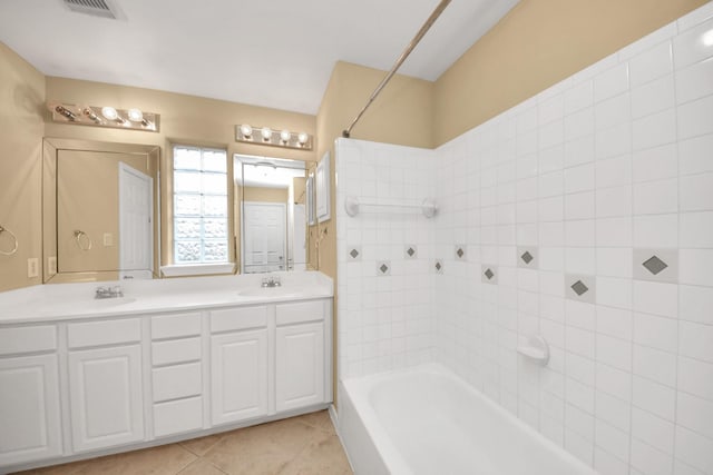 2214 Naomi St, Houston, TX 77054 - full bathroom featuring tile patterned floors, double vanity, and tub / shower combination