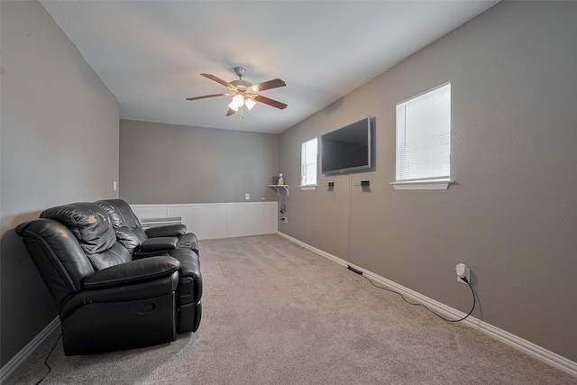 1725 County Road 244e, Brazoria, TX 77422 - living area featuring a ceiling fan and carpet flooring