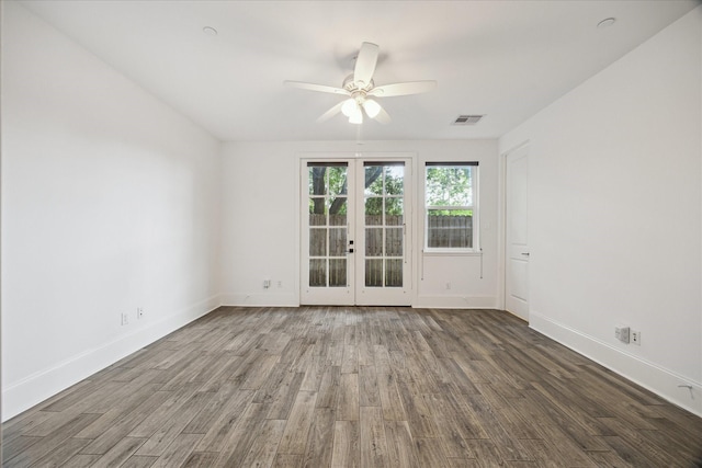 2509 Dorrington Blvd Unit B, Houston, TX 77030 - empty room with french doors, wood finished floors, and a ceiling fan
