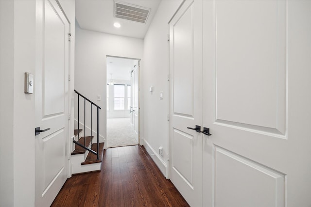 2509 Dorrington Blvd Unit B, Houston, TX 77030 - corridor with wood finished floors, stairs, and recessed lighting