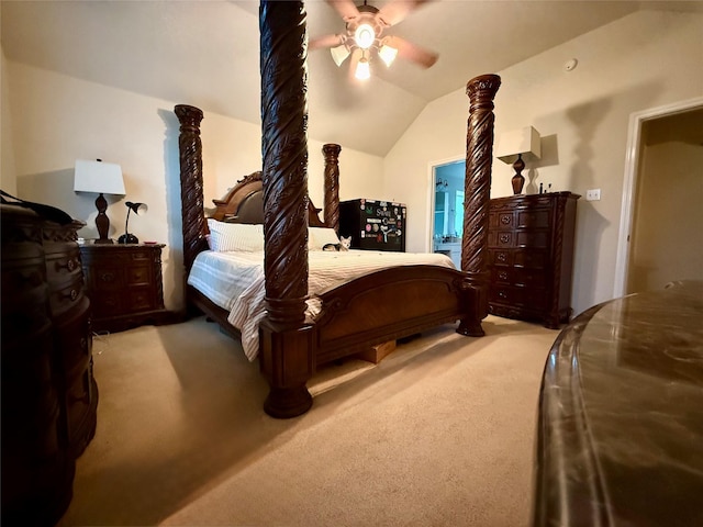 913 S Belle Dr, Angleton, TX 77515 - carpeted bedroom with vaulted ceiling and a ceiling fan