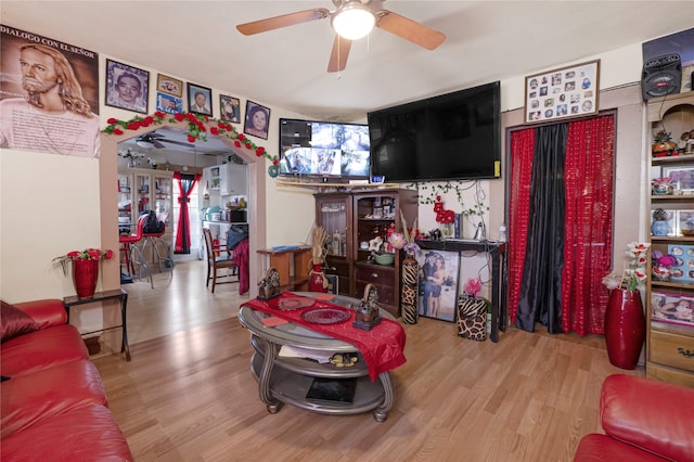 4103 Lumber Ln, Houston, TX 77016 - living area featuring a ceiling fan and wood finished floors
