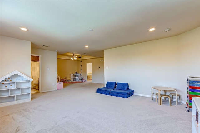 20910 Cordell Landing Dr, Richmond, TX 77407 - rec room with carpet flooring, recessed lighting, and a ceiling fan