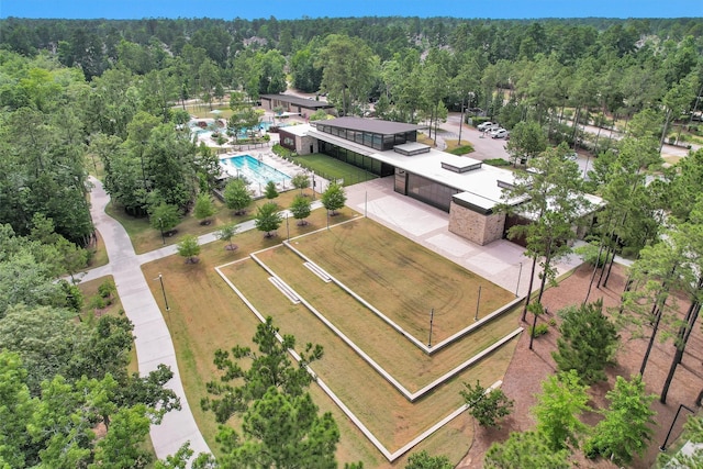 222 Speckled Woods Pl, Conroe, TX 77318 - bird's eye view of a forest and a pool area