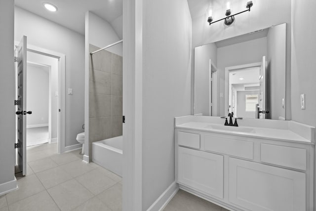 3244 Stingray Cove Dr, Katy, TX 77493 - full bathroom with vanity, shower / washtub combination, tile patterned floors, and recessed lighting