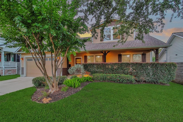 1822 Gardenia Dr, Houston, TX 77018 - view of front of property with a yard, an attached garage, driveway, and roof with shingles