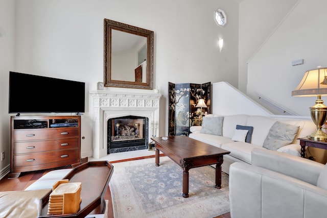 10918 Francoise Blvd, Houston, TX 77042 - living room with a fireplace with flush hearth and wood finished floors