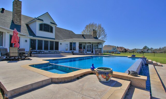 34210 Sanders Ranch Rd, Magnolia, TX 77355 - view of pool with a patio area, outdoor dining area, and a pool with connected hot tub