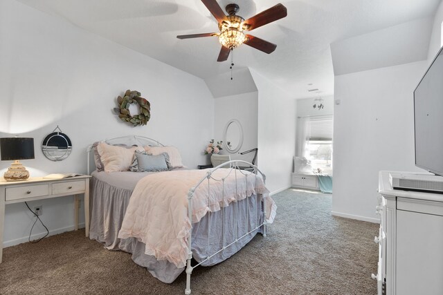 34210 Sanders Ranch Rd, Magnolia, TX 77355 - bedroom with light colored carpet, vaulted ceiling, and a ceiling fan