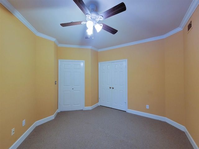 2111 Welch St Unit B109, Houston, TX 77019 - unfurnished bedroom with ornamental molding, carpet, and ceiling fan