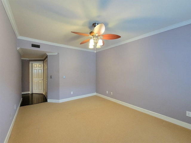 2111 Welch St Unit B109, Houston, TX 77019 - spare room featuring a ceiling fan, ornamental molding, and light colored carpet