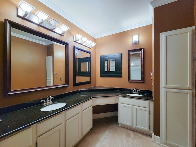 2111 Welch St Unit B109, Houston, TX 77019 - full bath with double vanity, crown molding, and tile patterned flooring