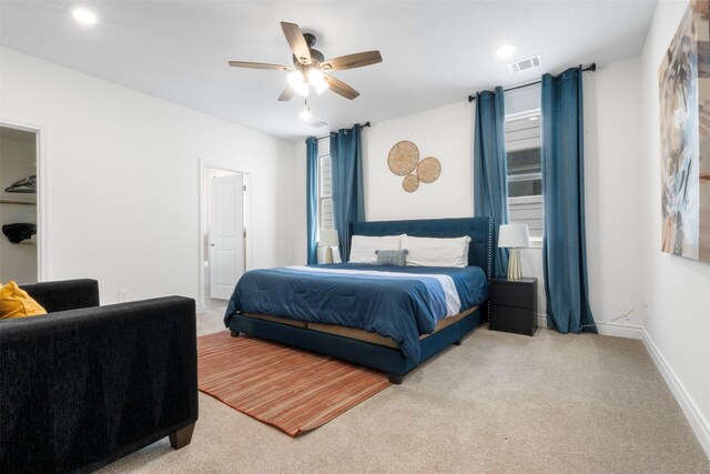 5214 Sherman St, Houston, TX 77011 - bedroom with carpet, a ceiling fan, and recessed lighting