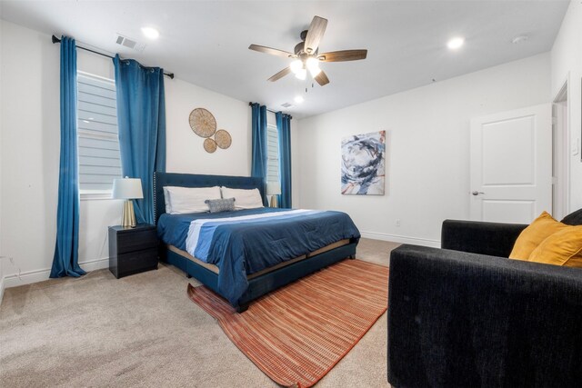 5214 Sherman St, Houston, TX 77011 - carpeted bedroom featuring ceiling fan and recessed lighting