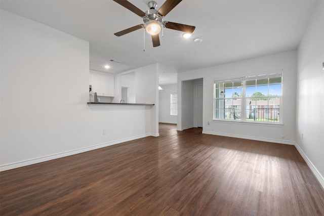2800 Jeanetta St Unit 1206, Houston, TX 77063 - unfurnished living room featuring dark wood-type flooring and ceiling fan