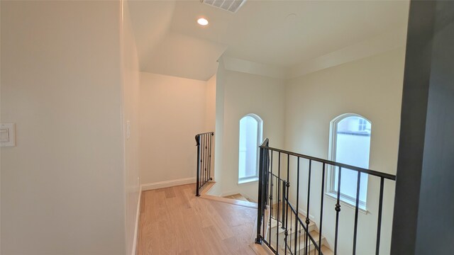 1844 Colquitt St, Houston, TX 77098 - hall featuring an upstairs landing, light wood-style floors, and recessed lighting