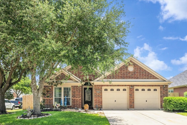 2826 Lakecrest Forest Dr, Katy, TX 77493 - view of front of property featuring a garage, brick siding, driveway, and a front lawn
