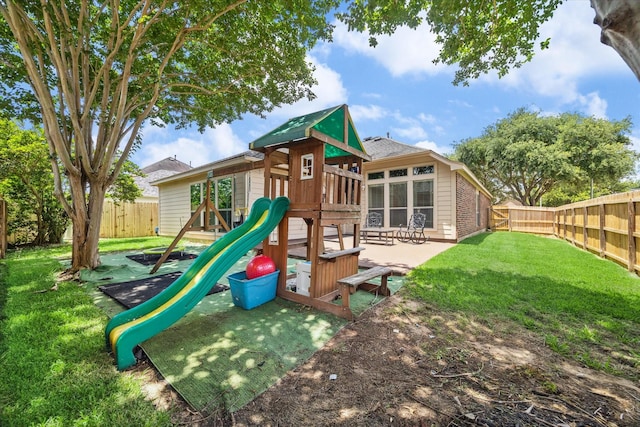 2826 Lakecrest Forest Dr, Katy, TX 77493 - view of jungle gym with a fenced backyard