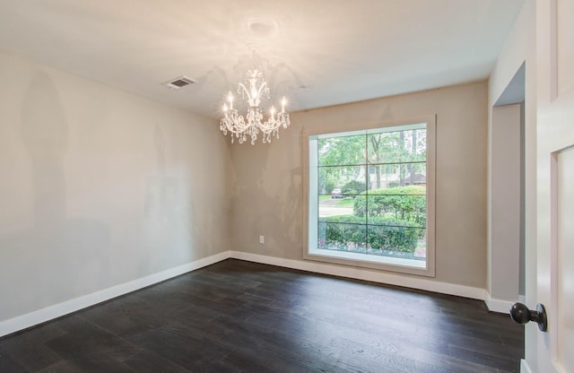 7922 Kleingreen Ln, Spring, TX 77379 - spare room with a chandelier and dark wood-style flooring