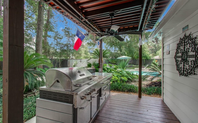 7922 Kleingreen Ln, Spring, TX 77379 - deck featuring a fenced backyard and area for grilling