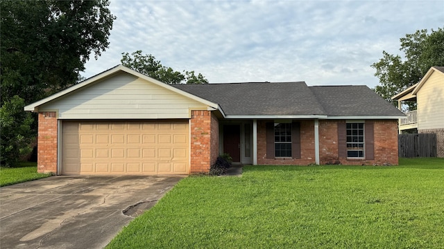 1830 Lansdowne Dr, Richmond, TX 77406 - ranch-style house featuring driveway, a garage, brick siding, and roof with shingles