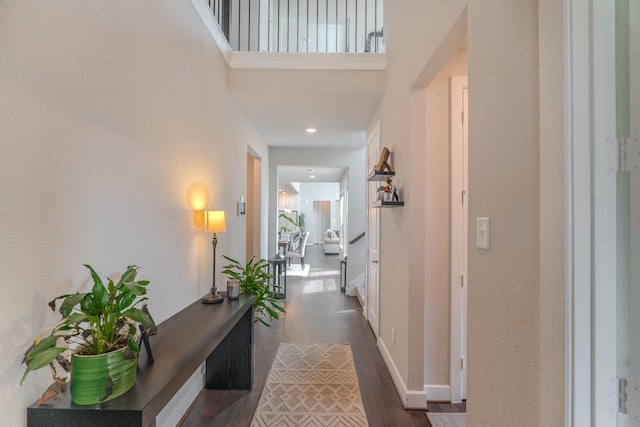 1206 Raburn Run Ln, Tomball, TX 77375 - hallway with dark wood-type flooring and recessed lighting