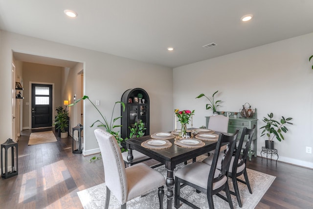 1206 Raburn Run Ln, Tomball, TX 77375 - dining room with dark wood-type flooring and recessed lighting