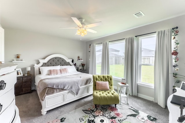 1206 Raburn Run Ln, Tomball, TX 77375 - carpeted bedroom featuring multiple windows and a ceiling fan