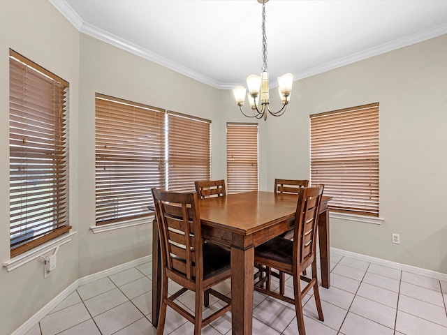 247 Private Road 635, Dayton, TX 77535 - dining area with light tile patterned floors, crown molding, and a chandelier