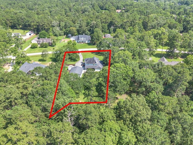 247 Private Road 635, Dayton, TX 77535 - aerial view of property's location with a forest and property parcel outlined