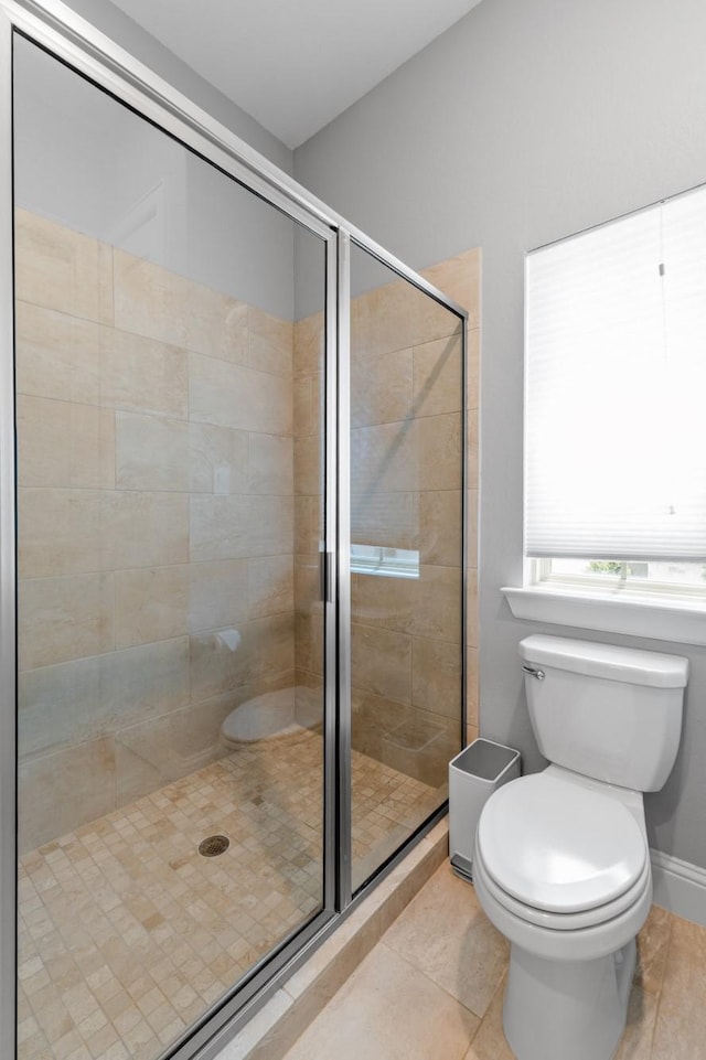 7714 S Fall Run Xing, Houston, TX 77055 - full bathroom with a shower stall and tile patterned floors