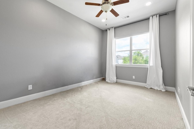 7714 S Fall Run Xing, Houston, TX 77055 - spare room with light colored carpet, a ceiling fan, and recessed lighting