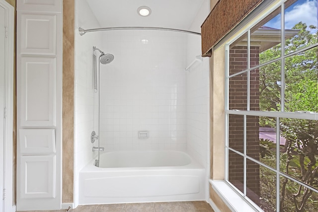 6102 Walkers Park Dr, Sugar Land, TX 77479 - full bathroom with shower / bath combination, tile patterned floors, and recessed lighting