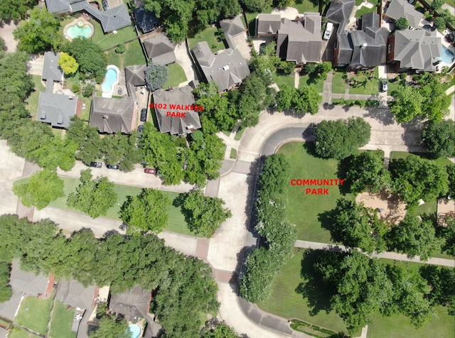 6102 Walkers Park Dr, Sugar Land, TX 77479 - aerial overview of property's location featuring nearby suburban area and a pool