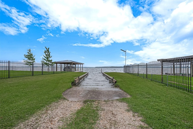 13820 Midway Dr, Willis, TX 77318 - view of yard with a water view and a gazebo