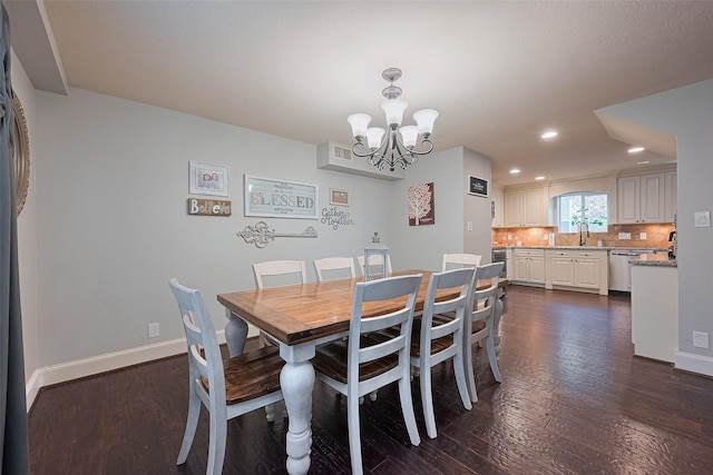 152 Snug Harbor Dr, Conroe, TX 77356 - dining area with a chandelier, dark wood-type flooring, and recessed lighting