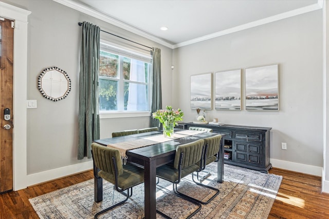 1004 Enid St Unit B, Houston, TX 77009 - dining space featuring crown molding, wood finished floors, and recessed lighting